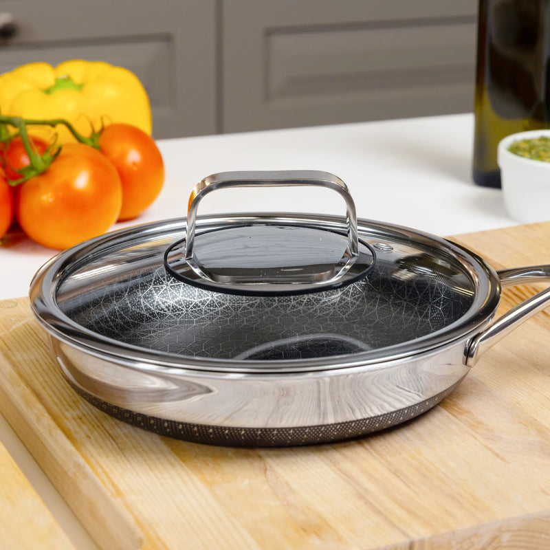 LIVWELL DiamondClad 8-Inch Tempered Glass Lid with Stay-Cool Handle | Compatible with Hybrid Sauté Pan & Frying Pan | PFOA & PFAS-Free | Dishwasher Safe