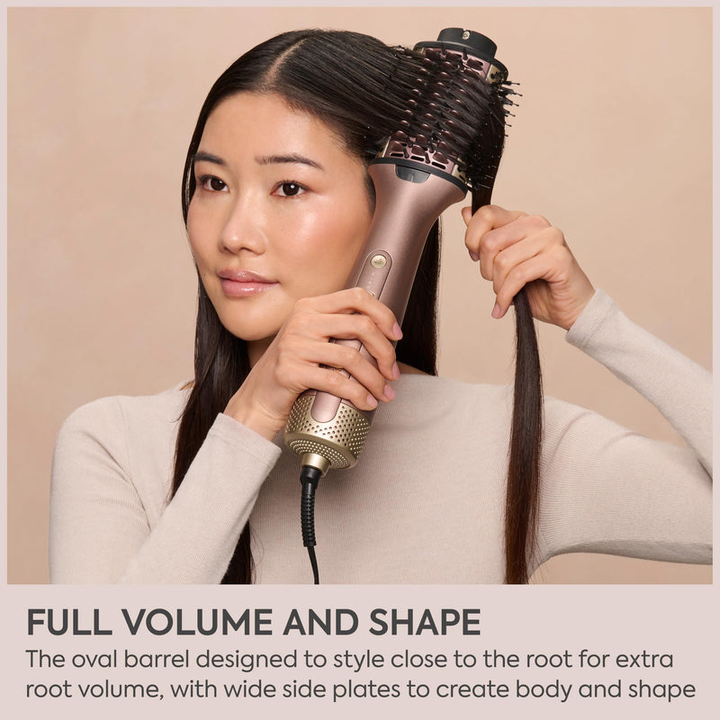 BaByliss Air Power Volume - 2-in-1 Hair Dryer and Styler, Wet and Dry Modes, Smoothing Blow Dryer Brush with 3 Temperature Settings, Ionic & Ceramic, Gold, AS95U