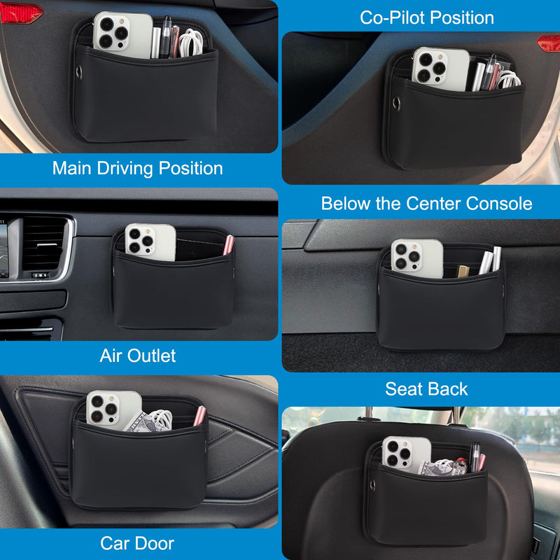 Accmor Universal Car Side Pocket Organizer, PU Leather Car Pocket Pouch for Car Seat, Door, Window, Console, Multifunctional Car Organizer Accessories for Phone Sunglasses Keys Cards, black 1