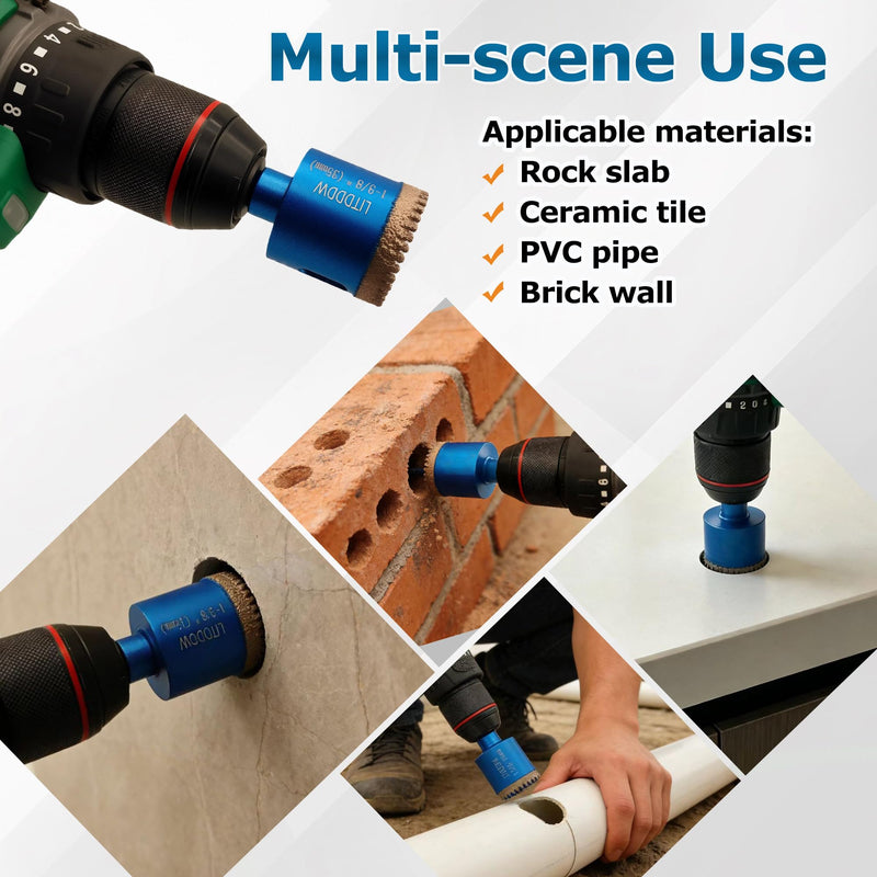 10 Pack Diamond Hole Saw Kit,Serrated Brazed Tile Hole Saw Kit,Dry & Wet Diamond Core Drill Bit Set(1/4" to 2") for Ceramic,Porcelain Tile,Granite,Marble,Stone 10Pcs Diamond Hole Saw Kit(1/4"-2")