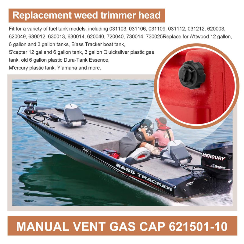 621501-10 Manual Vent Gas Cap Compatible with Moeller Tempo Fuel Tank, Old Style Portable Boat Gas Tank - 2 Pack