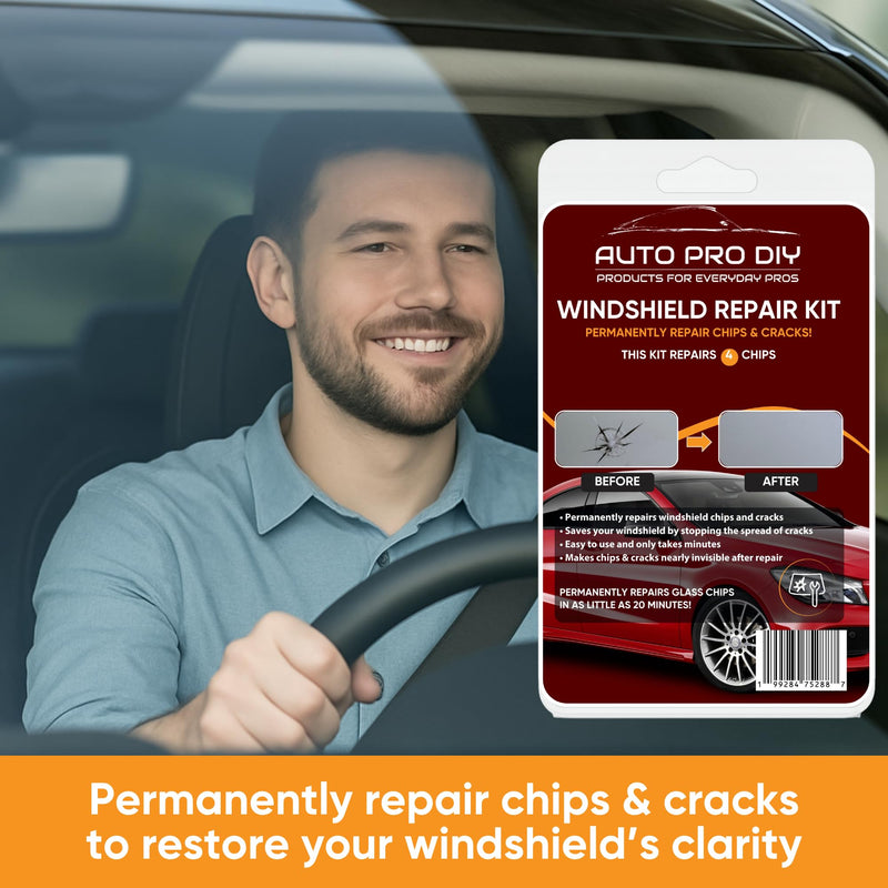 Windshield Repair Kit, 4 Pack (4 Chips Repaired), 20-Minute Glass Crack Repair Tool