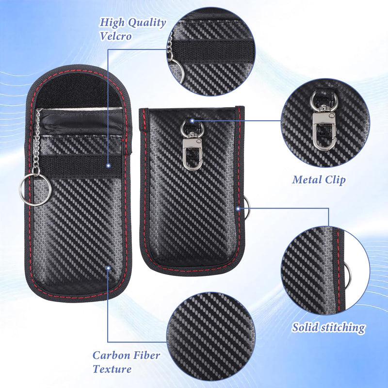 2 Pack Faraday Pouch for Car Keys, Faraday Key Fob Protector Car Security Protection Key Fob Signal Blocker Box for Car RFID Signal Blocking Anti-Theft Pouch Anti-Hacking Case Blocker Black