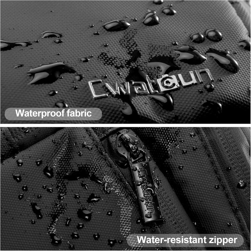 Cwatcun Large 3-in-1 Camera Waist Bag, Crossbody Fanny Pack for DSLR | 3-in-1: waist/crossbody/shoulder. Fits1 body+2lenses+tripod+flash. Waterproof, padded, detachable tripod strap. Black