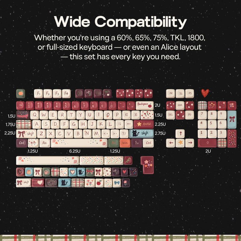 KiiBOOM Keycap Set - All My Faves, 133 Keys, MOA Profile, PBT Keycaps | Five-side Dye-sub, MX-Style, for 60%, 65%, 75%, TKL, 96%, Full Size, Alice, ANSI/ISO Layout Mechanical Gaming Keyboards