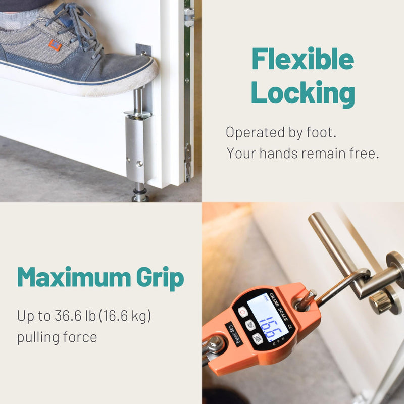 Kickdown Door Stop - Heavy Duty Door Stopper with Kick Down Step - Foot Operated Door Holder for Outdoor and Commercial Use 225 x 35 x 35 mm