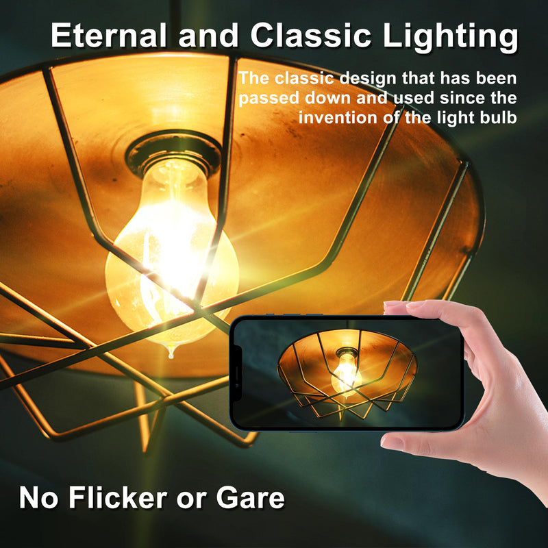 Warm Incandescent Light Bulbs 60 Watt,A19/A60 Vintage Style Edison Bulbs E26,Soft Yellow Light Bulbs,Amber Bulbs,Retro Light Bulb Old Fashioned,Halogen Dimmable Edison Bulb Squirrel Cage 12 Pack Amber Glass-2100k 12 Count (Pack of 1)