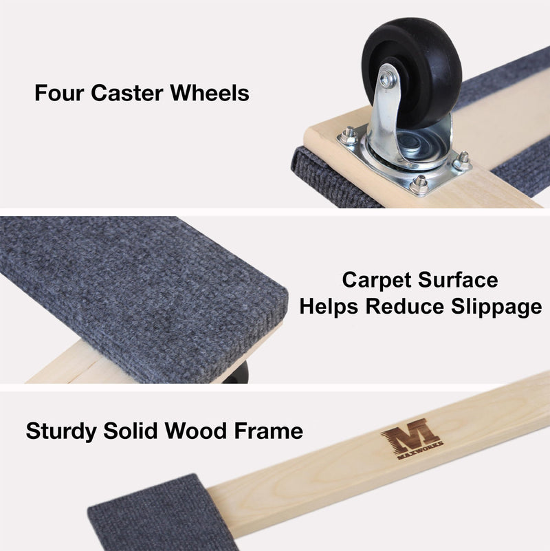 MaxWorks 50857 1320 lbs. Capacity 18 in. x 30 in. Hardwood Furniture Moving Dolly KD Version, Two Pack Natural 18 in x 30 in