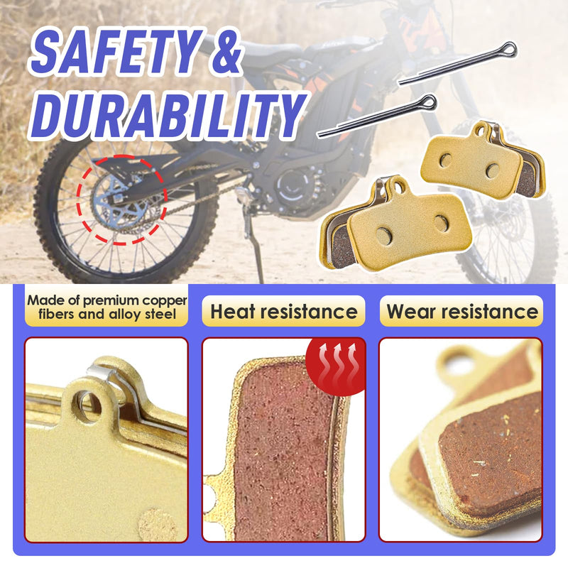 4 Packs Replacement Genuine Front and Rear Basin Brake Pads for Sur Ron Light Bee X/S, Talaria Sting MX3 R/MX4 and Segway X160/X260, Electric Off-Road Bike Replacements 4 Pack