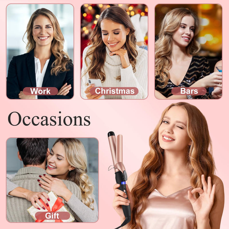 JAETON Curling Tong, 32mm Ceramic Curling Iron Wand with LCD 140°C-230°C | Hair Curler for for Large Curls and Soft Waves, Fast Heat-Up, for Long & Medium Hair