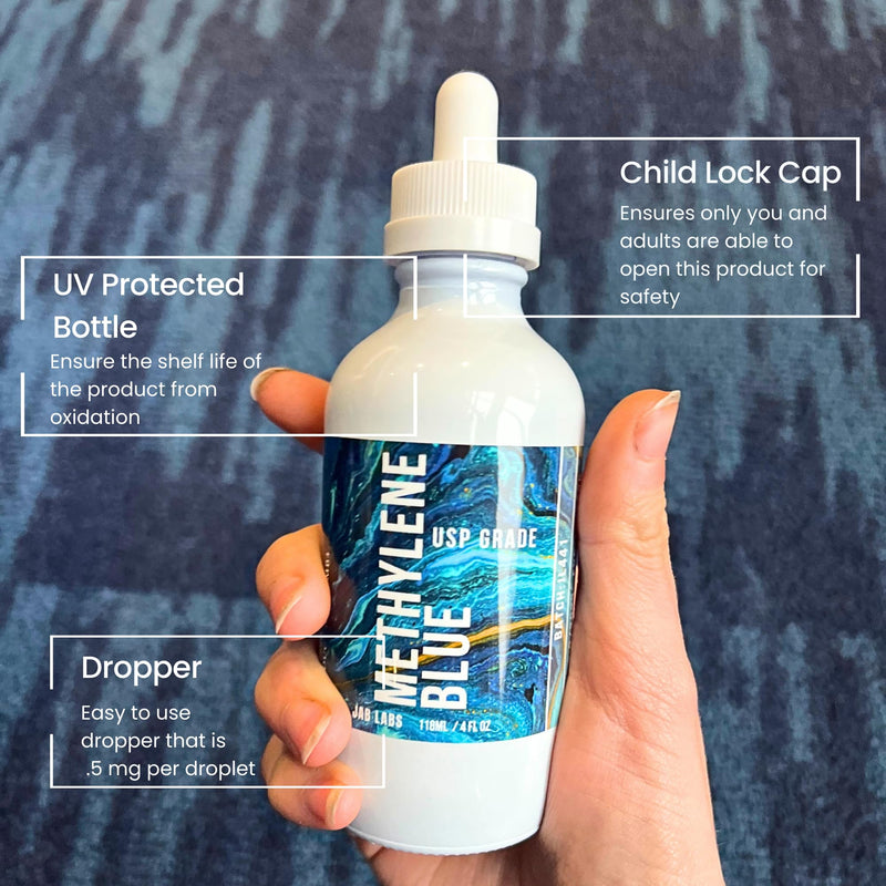 JAB Labs Methylene Blue Pharmacuetical Grade, USP 4 oz Bottle 4 Fl Oz