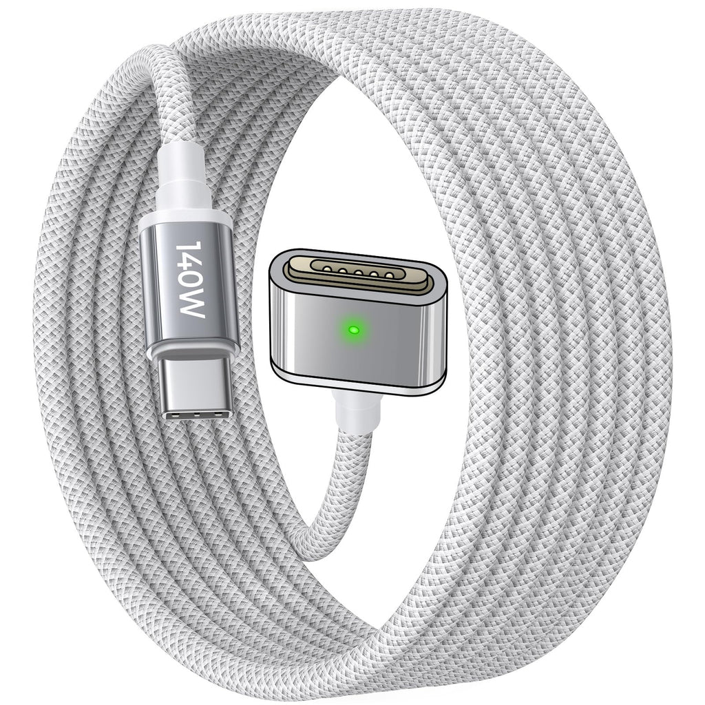 LISEN 140W USB-C Magnetic 3 Cable Fit for MacBook Charger, Nylon Braided 6FT Fit for MacBook Air 2023/2022(M2),MacBook Pro 2023(M3,M2,14-16 inch),MacBook Pro Charger Cord (M3) Grey