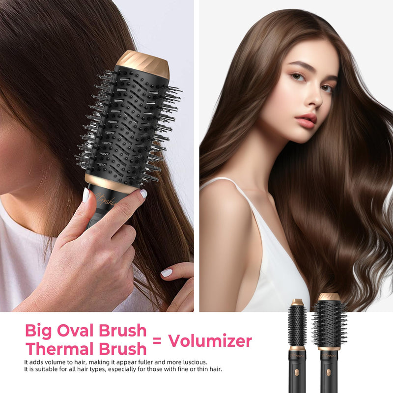 Airbrush 6 in 1 Hair Styler 6 in 1 Magic Styler 1000w Hair Dryer Brush | Magic Styler 60000rpm Hair Dryer Brush, L&R Airflow Hair Curler,Curl Straighten Wavy Smooth Multistyler Gifts 3 Temps Setting Creamblack