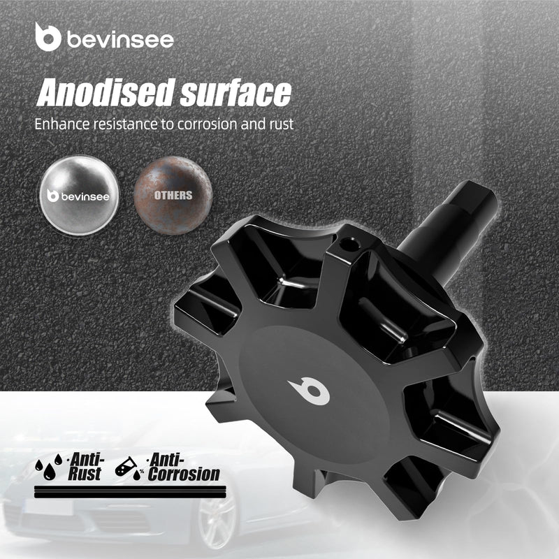 Bevinsee Aluminum Power Steering Reservoir Cap Compatible with BMW E46 E36 E85 E90 E39 E60 E53 E83 E92, N54 N52, 325i 325Ci 325xi 330i 330xi 330Ci 328i 335i, Replacement 32416851332, 32411128333,Black black