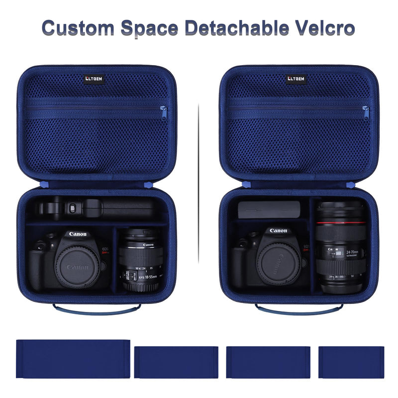 Small Camera Case Bag for Canon EOS Rebel T7/R50//R100 DSLR Camera Navy | Hard Carrying Travel Case for Canon EOS Rebel T7/R50//R100/R6 Mark II/R8/R6 Mark III/R50 V/T6/R10/R5 Mark II DSLR SLR Camera Navy Blue Small