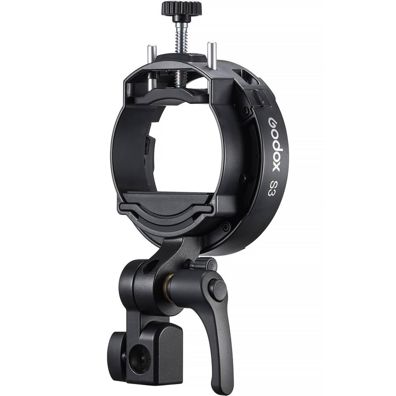 Godox Flash S3 Speedlite Bracket for On-Camera Flash, Adjustable Flash Mount with Bowens Mount Modifier Support for Softboxes and Reflectors, Lightweight Durable Design