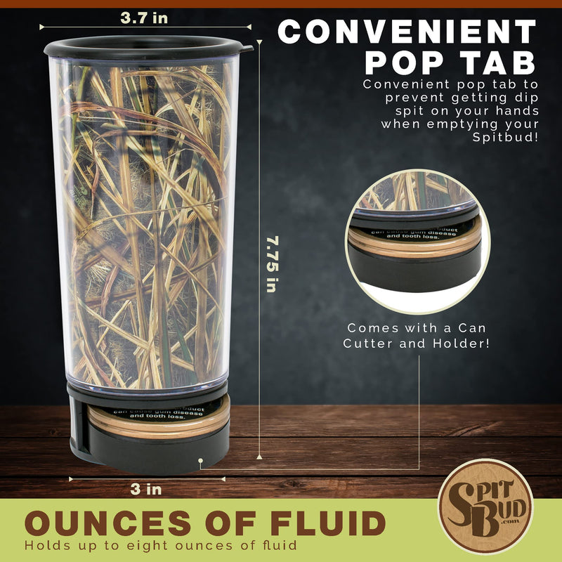 Spit Bud Spittoon with Can Opener, Mossy Oak Color Mossy Oak Shadow Grass Blades