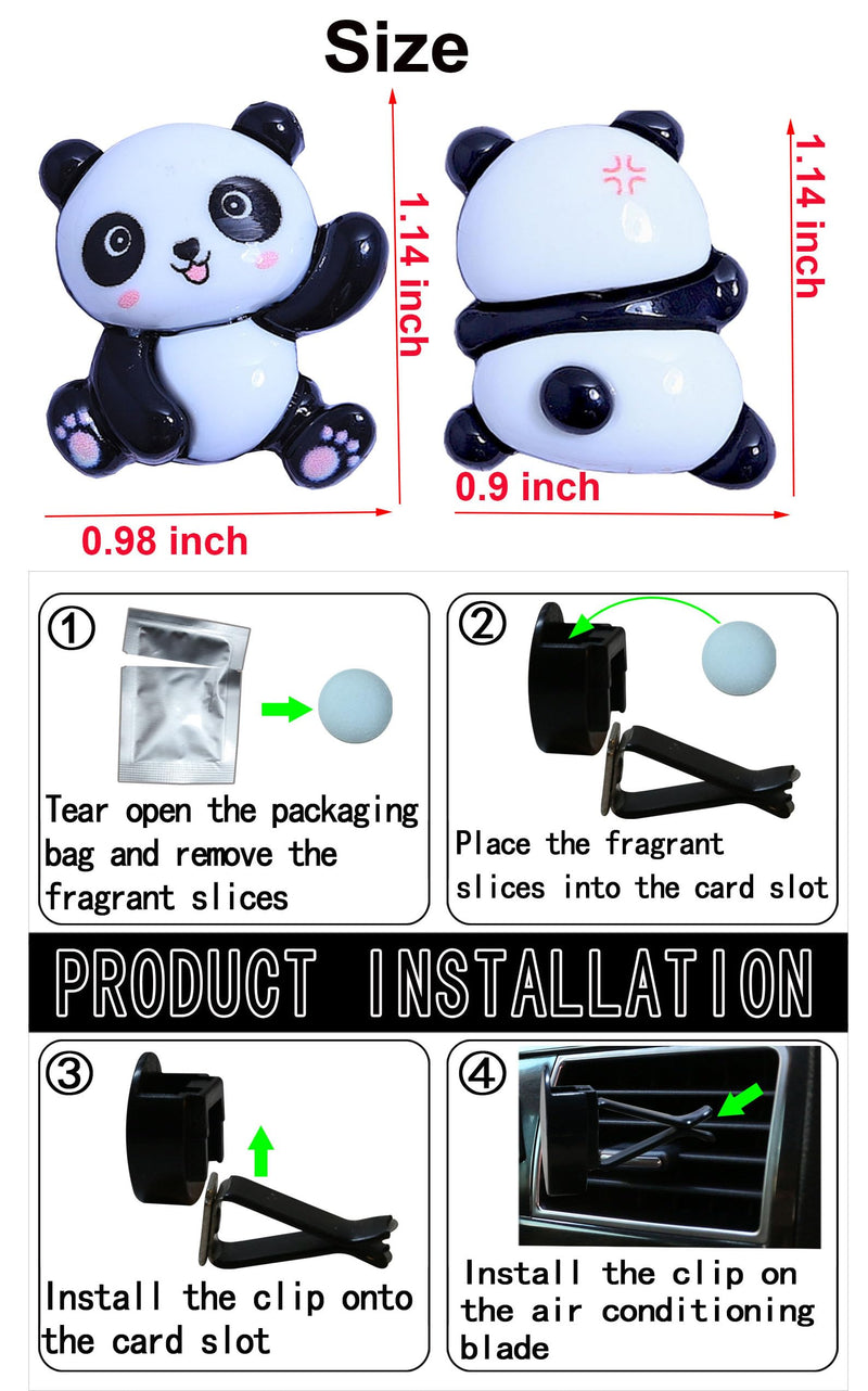 8 Pcs Cute Panda Steering Wheel Cover Set for Women Girl,Anti-Slip Lovely Cartoon Car Wheel Protector Universal 15 Inch Fit for Vehicle, Car, Auto, SUV (Black White) Black White