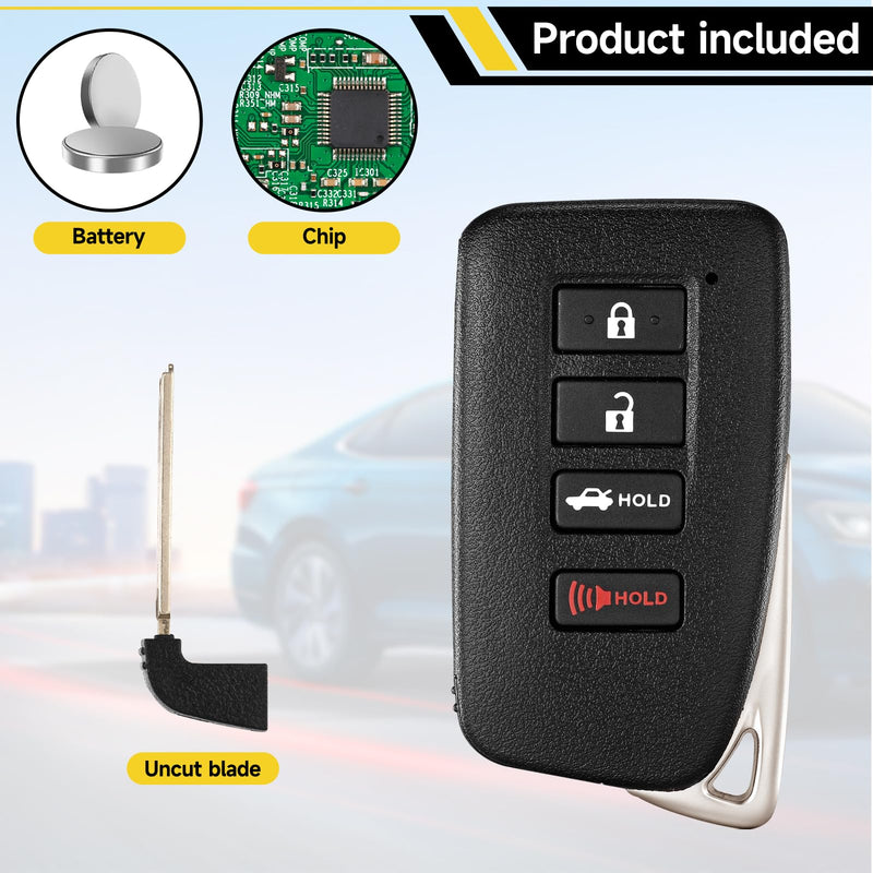 Smart Key Fob Replacement Fits for Lexus IS200 2017 IS200T RC200t 16-17 IS250 14-16 IS300 17-20 IS350 14-20 RC300 16-20 RC350 15-20 ES300h 13-18 Car Keyless Entry Remote HYQ14FBA 281451-2020 315MHz