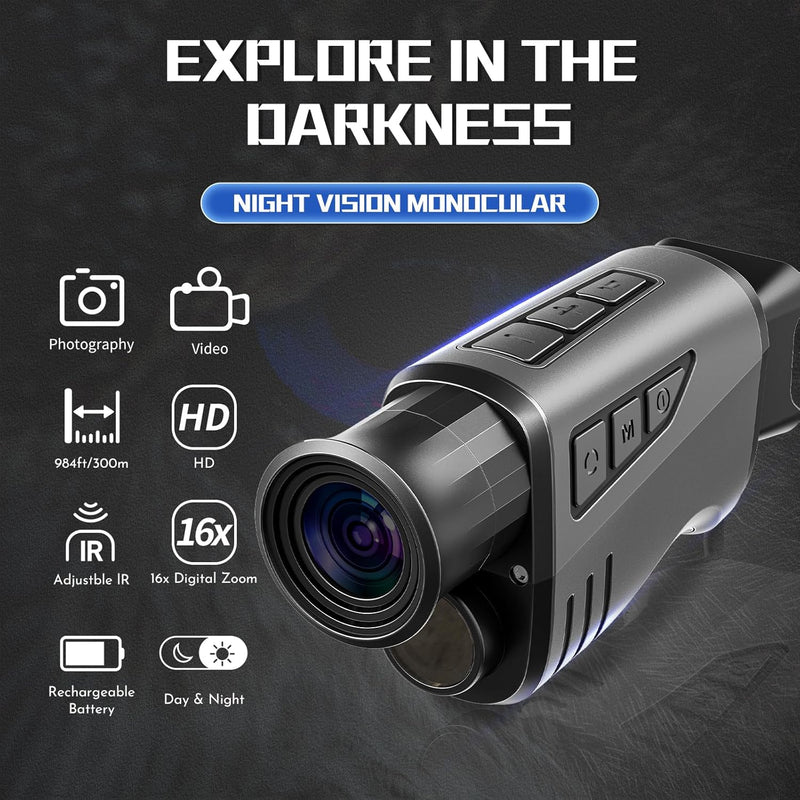 Night Vision Monocular, [2024 Upgrade] 1312FT Monocular Night Vision Goggles, HD Hunting Night Vision for Long Rang Infrared Goggles Night