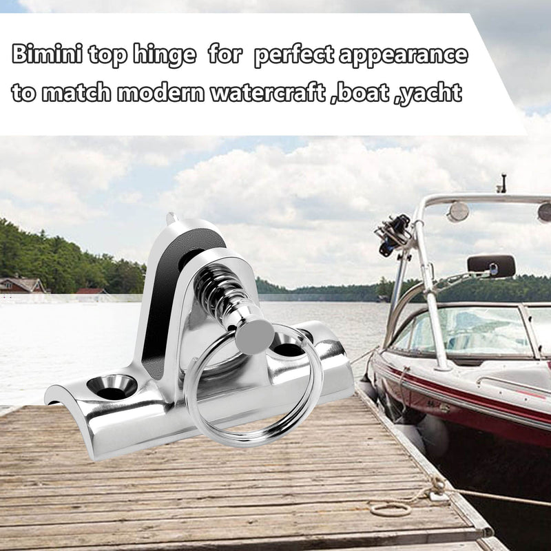 Boat Bimini Top Deck Hinge Concave Base 316 Stainless Steel Deck Hinge 90°Fitting Bimini Top Hardware,Bimini Top Hinge Bimini Brackets for Boats with Quick Release Pin Pack of 2