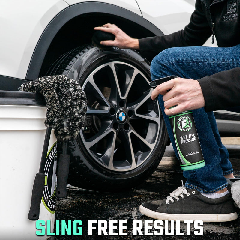 ExoForma Wet Tire Dressing Spray - Extremely High Shine Tire Dressing for That Wet Look - No Sling, Non-Greasy Silicone Formula with UV Protection - Easy to Apply, Minimal Cure Time - 16 fl oz 16 Fl Oz (Pack of 1)