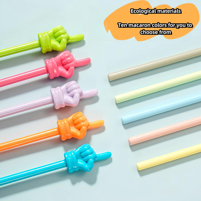 10PCS Children Finger Reading Stick,Teacher Pointer Finger Stick for Classroom, Point Reading Pen,Kindergarten Student Teacher Teaching Reading Finger Shape Mini Pointer Stick (Macaroon) B-Macaron