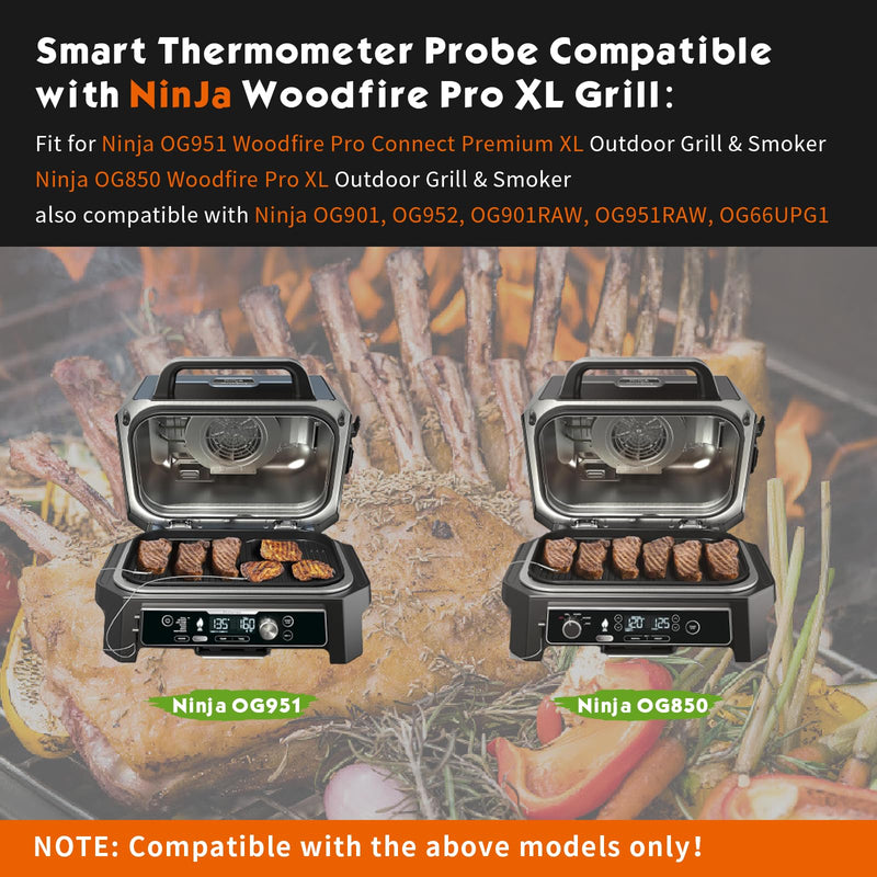  [AUSTRALIA] - 2 Pack Replacement Smart Thermometer Probe for Ninja OG951/OG850 Woodfire Pro XL Outdoor Grill & Smoker, Temperature Probe Accessories Compatible with Ninja OG900 Series and OG850