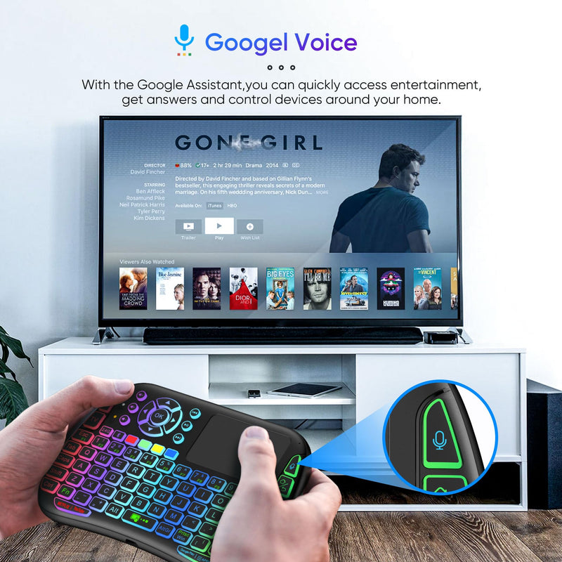 2.4G USB Dongle Mini Keyboard Mouse Combo RGB Backlit Touch Scroll Remote for Samsung LG Sony TCL Smart TV Fire Stick Roku Apple TV Windows Laptop iPad Android Box HTPC Bluetooth Supported