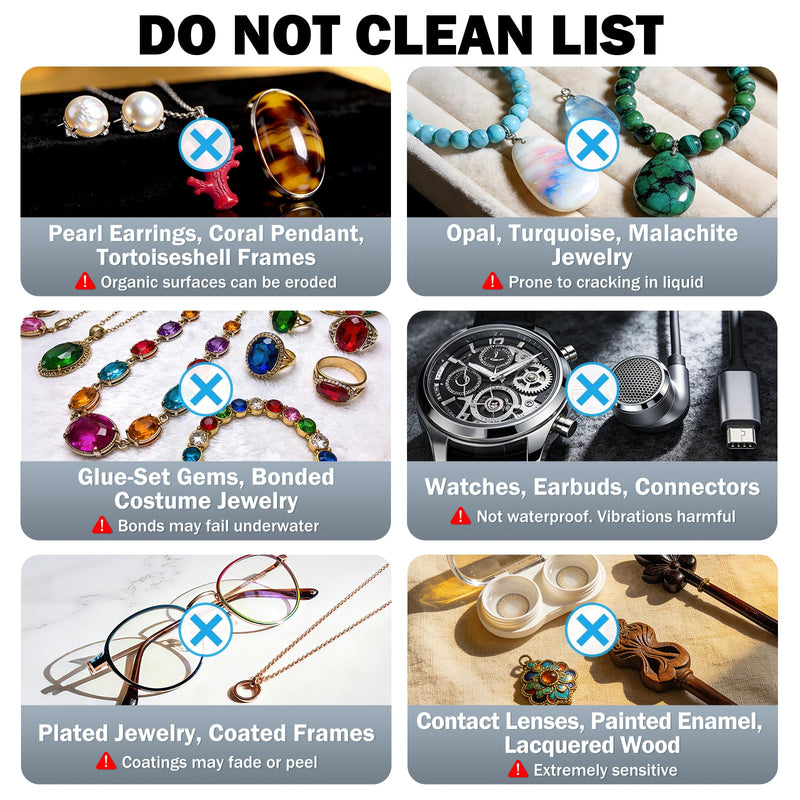 Ultrasonic Jewelry Cleaner, 48KHz Ultrasonic Cleaner for Eyeglasses Rings Watch Band Necklace Earring, Multi Deep Clean Modes 400ML, White