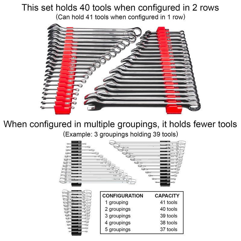 Ernst Manufacturing Wrench Pro - Modular Wrench Organizer for 40 Tools with Magnetic Base (Green) Patented - Made in the USA Green