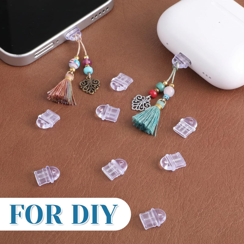 50 Pcs Dust Plug Charm Type C, Hanging Hole Clear USB C Dust Plug | Anti-Dust Lightweight Protector, Charging Port Cover, Compatible with Phones, Laptops, Tablets, Earphones