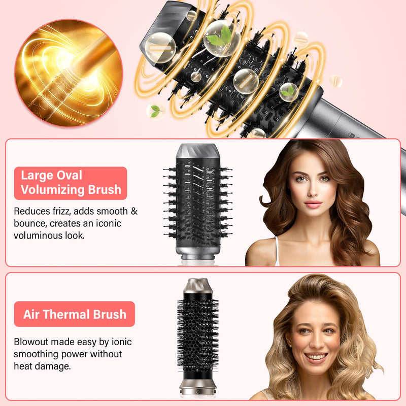 KYN Blow Dry Hair Styler 6 in 1, Hot Air Styler with Auto-Wrap Curlers, Volumizing/Thermal/Smooth Brushes & Hair Dryer Gifts for Women Multi Hair Styling