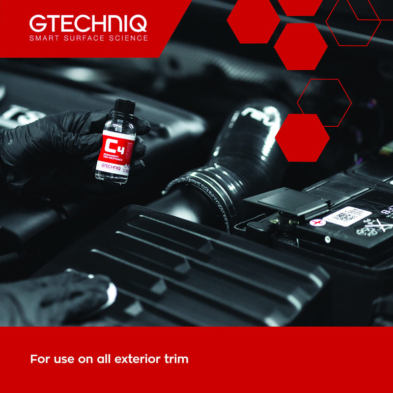 Gtechniq C4 Permanent Trim Restorer 15ml - Revitalize Tired, Faded, Discoloured Car and Vehicle Trim - Premium Weather Protection, UV Resistant, Leaves No Unattractive Gloss - 2 Year Durability
