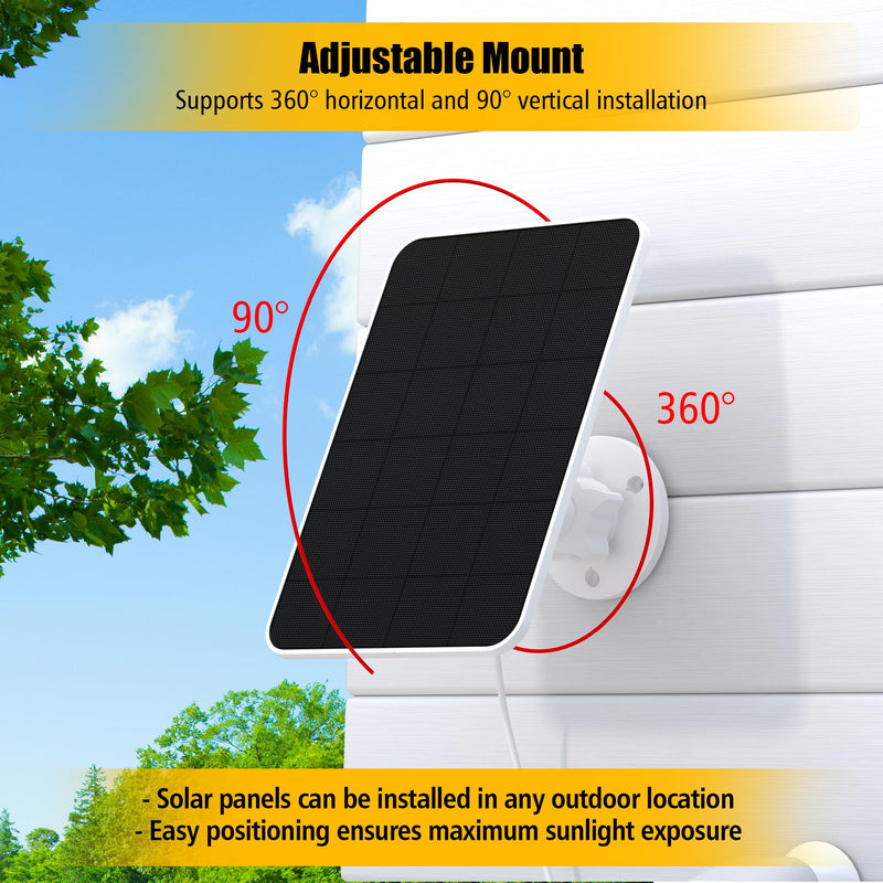 Solar Panel for eufy Camera,Security Camera,5V 4W Solar Panel for eufyCam 2/2 Pro,2C/2C Pro,E,soloCam E20/E40 Spotlight,IP65 Waterproof USB-C Solar Panel Charger for eufy with Micro USB & Rubber Plug 1 Pack