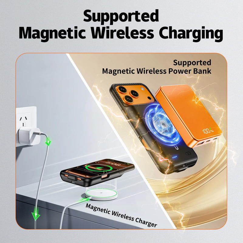 New 10000mAh Rechargeable Portable Battery Case with Wireless Charging Case Extend Battery Pack Charger Cover Compatible for iPhone 17 Pro Max (6.9 inch) Black
