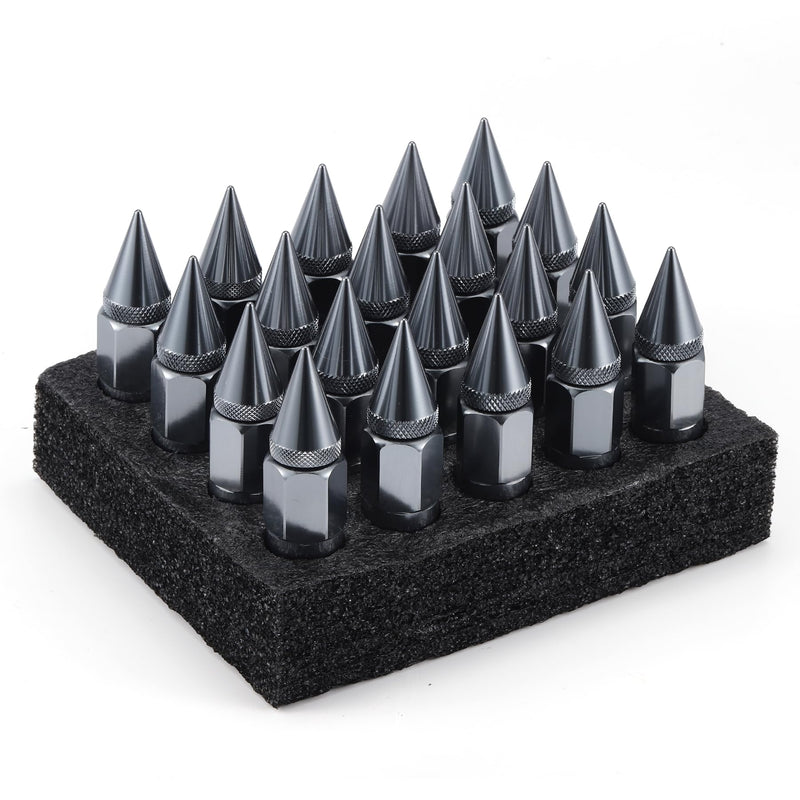 SINGARO 20PCS M12X1.5 Wheel Lug Nuts, Cap Spiked Extended Tuner 60mm Aluminum Wheels Rims Lug Nuts (Gray) Gray