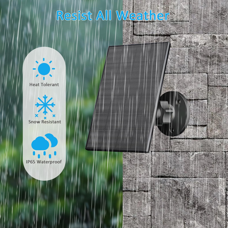 2W Solar Panel for Security Camera Outdoor, USB/USB-C Charger with IP65 Waterproof, 360° Adjustable Mount & 7.2ft Cable, Compatible with Rechargeable Battery Cameras (2 Pack, Black) 2W-2 Pack-Black