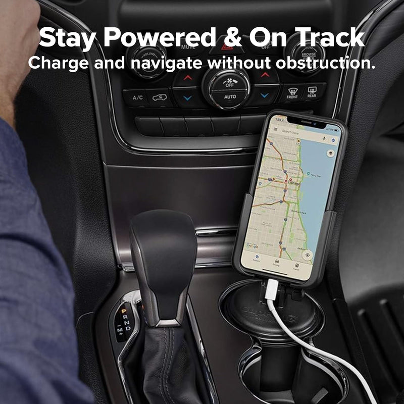 WeatherTech CupFone, Universal Cup Holder Phone Mount for Cars – Adjustable & Secure Fit with Open Access for Charging – Compatible with iPhone, Android - Black Regular