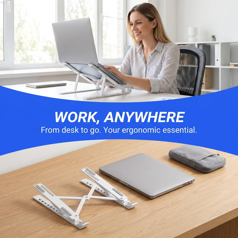 Ergonomic Laptop Stand, Plastic Laptop Riser, Portable and Adjustable Notebook Computer Holder Compatible,White White