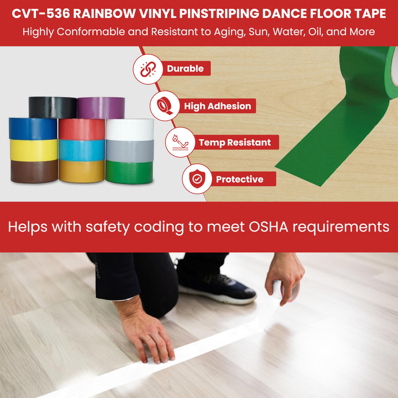 GGR SUPPLIES T.R.U. CVT-536 Clear Vinyl Pinstriping Dance Floor Tape: 2 in. Wide x 36 yds. Several Colors 2 in. x 36 yds. (48mm wide)