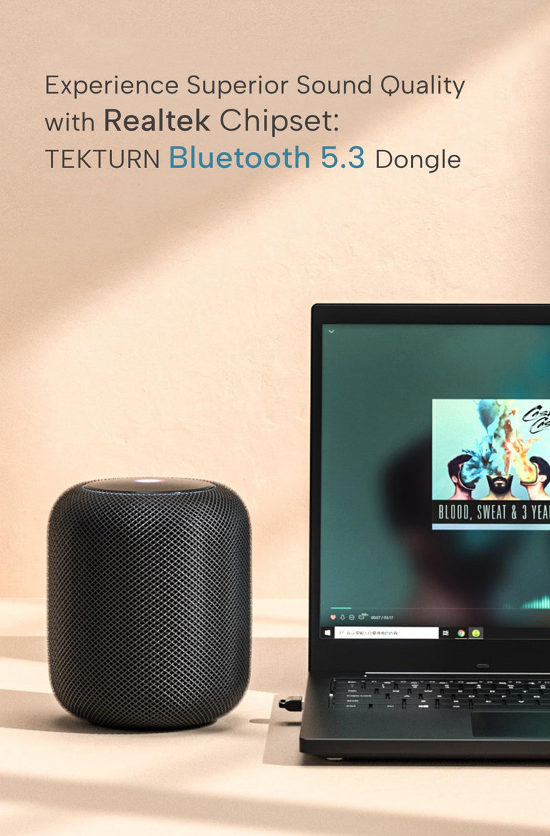 USB Bluetooth 5.3 Adapter: Plug-and-Play, Nano Design, EDR & BLE, Compatible with Windows 11/10/8.1/7, Desktop, Laptop, Supports Headphones, Keyboard, Mouse, Speakers, Printer