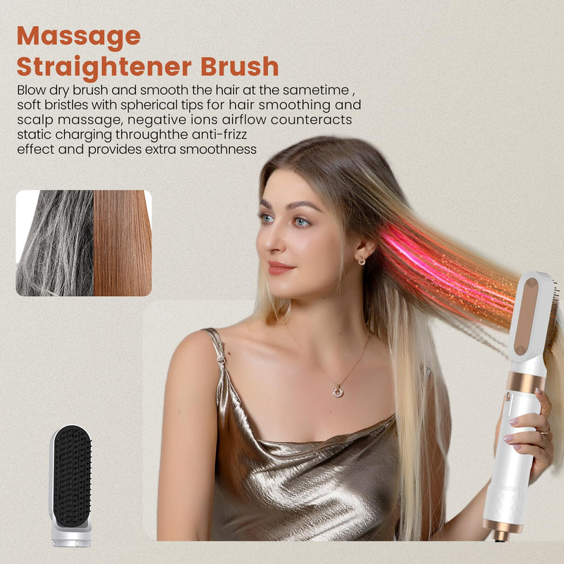 5 in 1 Hair Styler Hair Dryer Set, Airbrush 5 in 1 Hairstyler Air Curler, Hair Dryer Brush, Brush Hair Dryer, Hot Air Brush, Hairdryer, Air Styler 5 in 1 for All Hair Type/Length Off-white