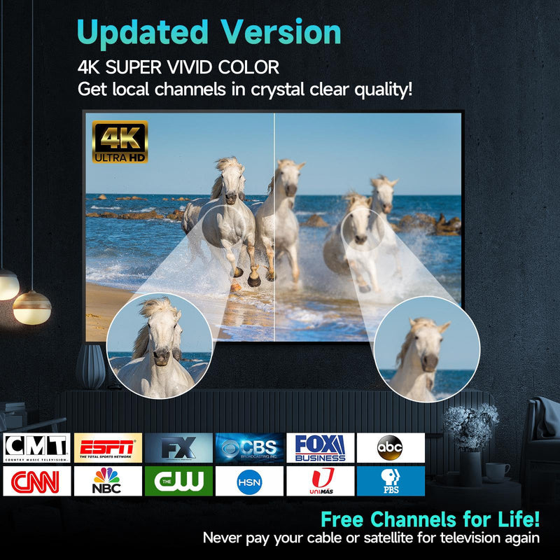 2026 TV Antenna 5000+ Miles, 8K 4K HDTV with Signal Booster | Works with all Smart TVs and digital devices, supports both indoor and outdoor installation for flexible use. Large