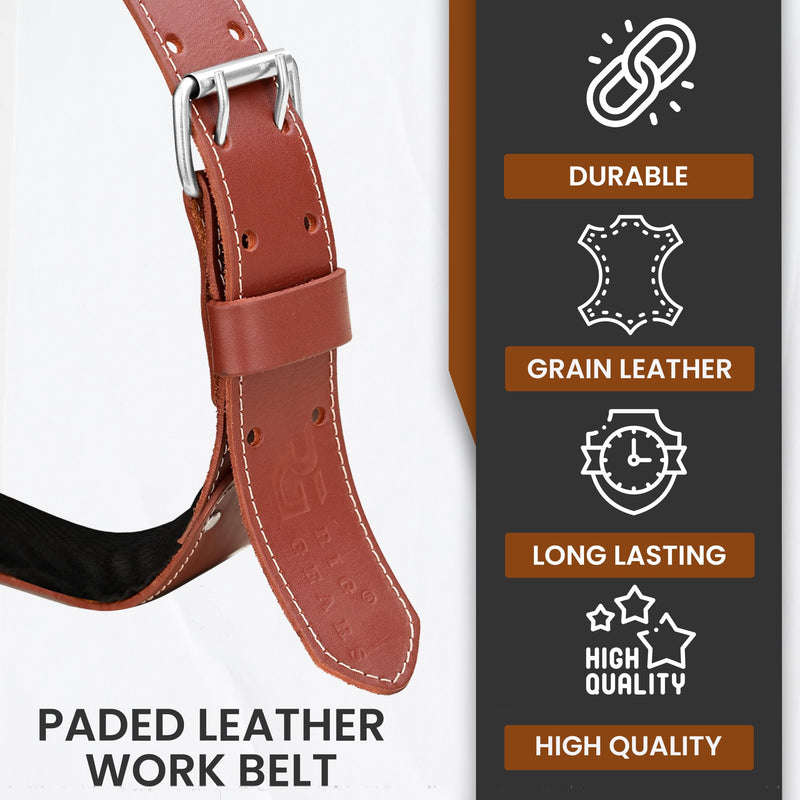 Leather tool belt for men grain leather work belts | 3 inch carpenter constaraction belt multipurpose along with foam padded tool belt 34" to 49" Maroon 302 Standard