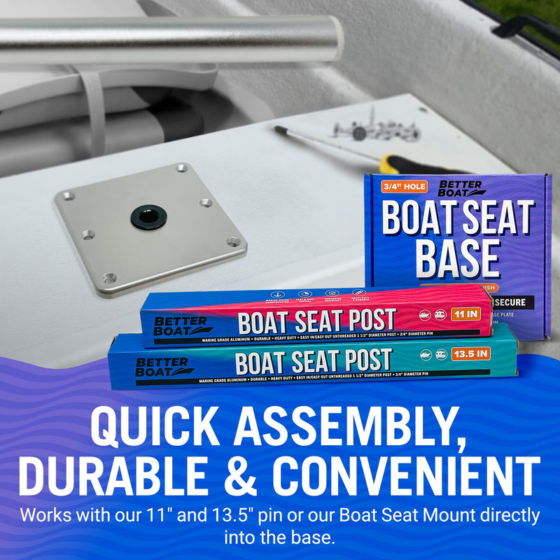 Boat Seat Pedestal Base Plate, 7" x 7", Aluminum Seat Mount for Jon or Fishing Boats, Compatible with Threaded and Unthreaded Posts, Swivel Boat Chair Base 7" x 7"