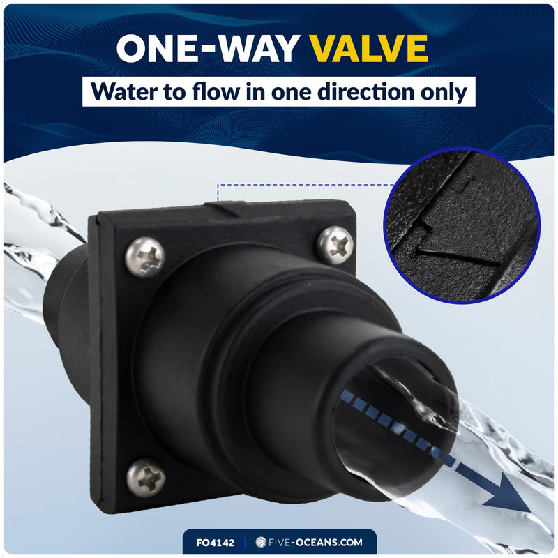 Five Oceans 1 to 1-1/2-Inch Check Valve, One Way Boat Bilge Pump Non Return Check Valve, Marine In-Line Stepped Connection - FO4142