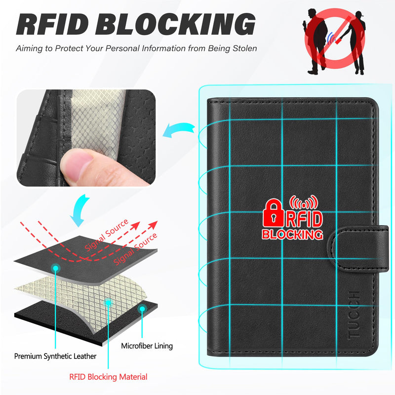TUCCH Wallet Case with Ring Stand for Galaxy Z Fold8 (7.6") 2026, Black | 3 Card Slots, RFID Blocking, Adjustable Kickstand, PU Leather, PC Shell, Magnetic Closure, Folio Flip Cover