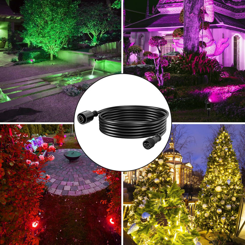 4pcs 6.5FT Extension Cord with 3 Core 3-Pin for SUNTHIN RGBW Outdoor Landscape Spotlights 4 Pack