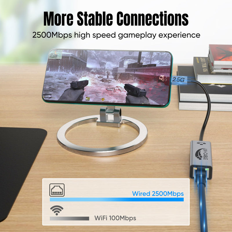 USB-C to Ethernet Adapter 2.5G, Thunderbolt 5/4/3 Compatible, Aluminum | Plug & Play, 2.5 Gigabit Type C to RJ45 Network Adapter, for NAS, MacBook Air/Pro/Neo, XPS, iPhone 17/16 Pro/Max, Laptop Grey 1